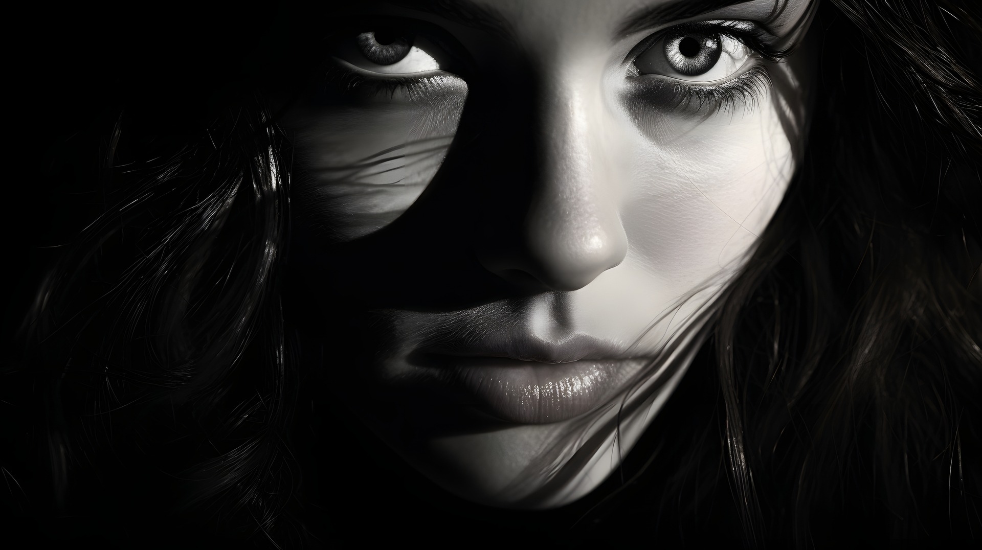 Portret van een vrouwelijk gezicht met focus op lippen